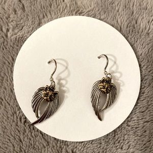 Silver Wing Cat hook earrings